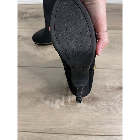 Black suede & gold heel boots - Picture 6 of 10